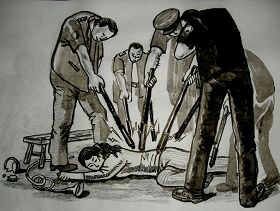 中共酷刑示意圖：電棍電擊