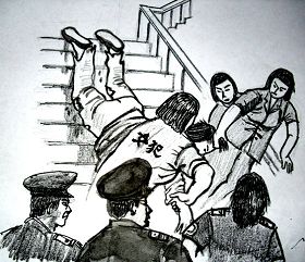 中共酷刑示意圖：強迫去做奴工