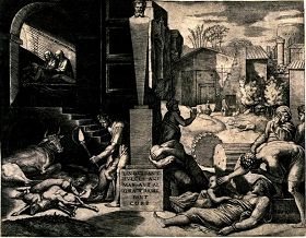 （圖4）畫家用筆記錄下第四次瘟疫來臨時羅馬首都君士坦丁堡的悲慘景象。