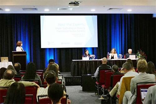 '圖1：在悉尼韋斯利會議中心（Wesley?Conference?Centre）電影放映及座談會上，澳洲專家學者與麥塔斯一起探尋如何共同阻止活摘器官的繼續。'