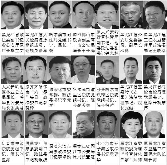 '圖1. 2025年黑龍江政法系統遭到惡報的部份官員'